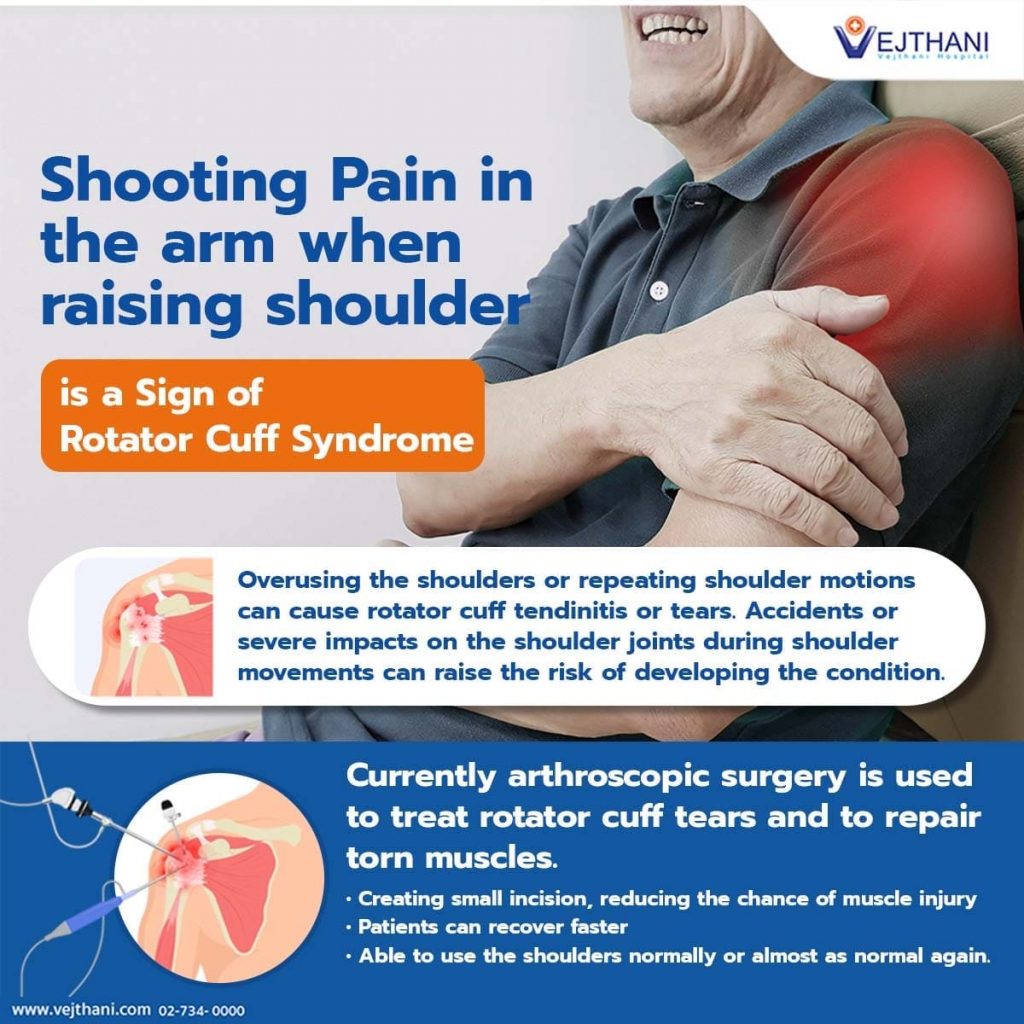 Shooting Pain in the arm when raising shoulder is a sign of Rotator Cuff  Syndrome - Vejthani Hospital