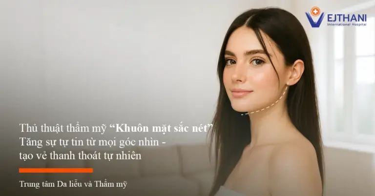 Text: Thủ thuật thẩm mỹ này giúp đường nét khuôn mặt trở nên rõ ràng và hài hòa hơn. Gương mặt trông thanh thoát, tự nhiên mà không mất đi nét riêng. Nhờ đó, bạn cảm thấy tự tin hơn khi nhìn từ mọi góc độ.